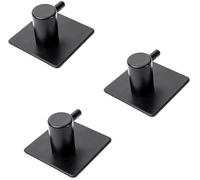 VIVIIHOO Lot de 3 Crochets muraux Noirs pour Porte-Serviettes en Acier Inoxydable, sans Perforation ni Marque, adaptés à la Salle de Bain, à la Cuisine et au Bureau (Noir)