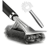 VIVIIHOO Set de 3 Brosses de Nettoyage de Gril en Acier Inoxydable, Grattoir pour Grille avec Ouvre-Bouteille et Raclette, pour Barbecue Weber, Brosse Pro pour Grille en Fonte et Acier Inoxydable