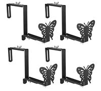 VIVIKEN Lot de 4 supports de jardinière réglables à suspendre avec papillon, supports de pot de fleurs à suspendre pour extérieur, terrasse, jardin, clôture, pergola, balcon, supportant les pots de
