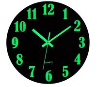 VIVILINEN Horloge Murale Lumineuse Silencieuse 30cm MDF Pendule Murale Fluorescente Veilleuse Nuit Grande Horloge Décorative