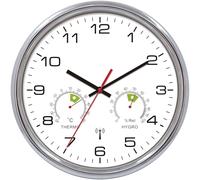 VIVILINEN Horloge Murale Radio-Pilotée avec Thermomètre et Hygromètre Pendule Murale à Quartz Moderne Silencieuse sans Tic-Tac pour Salon Chambre Bureau Cuisine