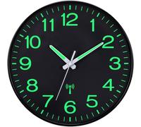 VIVILINEN Horloge Murale Radio-Pilotée Lumineuse Silencieuse sans Tic-Tac Pendule Murale Fluorescente Horloge Moderne pour Cuisine, Bureau, Chambre (Blanc 1)