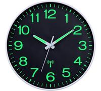 VIVILINEN Horloge Murale Radio-Pilotée Lumineuse Silencieuse sans Tic-Tac Pendule Murale Fluorescente Horloge Moderne pour Cuisine, Bureau, Chambre (Blanc 2)