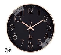 VIVILINEN Horloge Murale Radio Pilotée Silencieuse 30cm sans tic-tac Pendule Murale pour Chambre Cuisine Salon Changement d'heure Automatique avec Mecanisme Radio