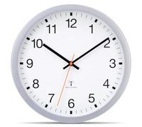VIVILINEN Horloge Murale Radio Pilotée Silencieuse sans Tic-Tac 30cm Pendule Murale Design Moderne pour Chambre Cuisine Salon Changement d'heure Automatique (Argent, 30cm)