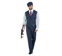 viving Déguisement de Gangster Irlandais Casquette, Chemise avec Gilet et chaîne, Cravate avec goupille et Pantalon, Taille S (1)