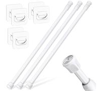 vivinin Lot de 3 tringles à rideaux extensibles avec 6 douilles - Tringle de tension réglable sans perçage - Petite tringle à rideaux de 40 à 72 cm - Pour fenêtres, armoires, placards et penderie