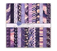 VIVIQUEN Lot de 24 feuilles de papier de scrapbooking motif marbre floral, 30,5 cm, violet et éphémère mystérieux, géométrique, double face, plié à plat pour carte de fond, décoration d'album photo