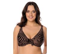 VIVISENCE 3203 Top De Bikini À Rayures Top Qualité Style Classique, Brun-Noir,100E
