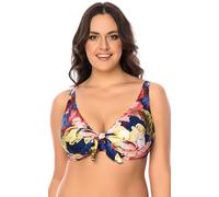 VIVISENCE 3203 Top De Bikini À Rayures Top Qualité Style Classique, Fleurs Bleu Foncé,105F