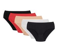 VIVISENCE 5-Pack Slip Culotte Classique 4002, Noir/Rouge/Beige/Blanc/Bleu Foncé,44