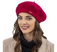 VIVISENCE Béret Femme Automne Hiver Basque Élégant en Laine 100 pour Cent pour Femme Modèle Classique Et Confortable Idéal pour Les Froides Journées 7073, Rouge,Taille Unique