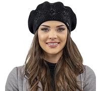 VIVISENCE Béret Femme Automne Hiver Classique Et Élégant en Laine De Haute Qualité Confort Et Style Idéal pour Les Journées Froides d'automne Et d'hiver 7047, Noir,Taille Unique