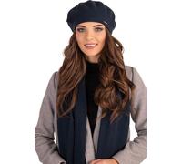Vivisence béret femme élégant bonnet d'hiver et écharpe ensemble de couvre-chefs et de vêtements de cou pour l'hiver et l'automne chaud épais, ensemble d'hiver pour femmes, fabriqué dans l'UE, bleu fo