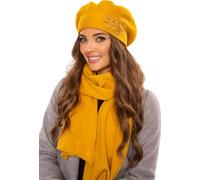 Vivisence béret femme élégant ensemble bonnet et écharpe pour l'hiver et l'automne chaud épais, ensemble d'hiver pour femme, eu, miel, taille unique