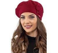 Vivisence béret pour femme bonnet d'hiver élégant bonnet chaud et douillet pour l'hiver et l'automne bonnet tricoté épais et chaud, bonnet classique pour femme, fabriqué dans l'UE, bordeaux, taille un
