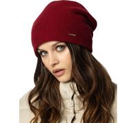 Vivisence Bonnet bonnet femme Bonnet d'hiver Bonnet en laine chaude Bonnet classique automne-hiver Douillet et parfaitement ajusté Trois plis au dos Doublure intérieure Extra Confort Modèle, Vin