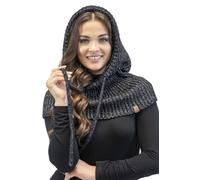VIVISENCE Bonnet Capuche 2En1 pour Femme L'automne Et l'hiver en Laine d'agneau Et Coton avec Cordon Réglable pour Protection Optimale Contre Le Froid Et Design Intelligent avec, Noir,Taille Unique