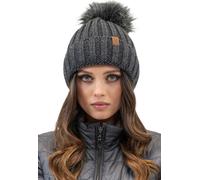 Vivisence Bonnet d'hiver avec pompon Perfect Fit Bonnet chaud avec pompon Fil doux et chaud avec doublure en polaire antistatique Idéal pour l'automne et l'hiver Modèle 70100, Graphite, Taille unique