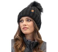 Vivisence Bonnet d'hiver avec pompon Perfect Fit Bonnet chaud avec pompon Fil doux et chaud avec doublure en polaire antistatique Idéal pour l'automne et l'hiver Modèle 70100, noir, taille unique