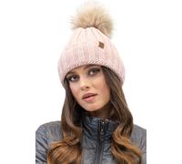 Vivisence Bonnet d'hiver pour femme avec pompon Perfect Fit Bonnet chaud avec pompon Fil doux et chaud avec doublure en polaire antistatique Idéal pour l'automne et l'hiver Modèle 70100, rose, taille