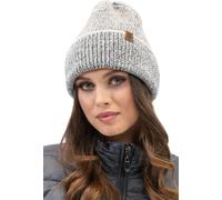 Vivisence Bonnet d'hiver pour femme Bonnet Bonnet tricoté avec fil chauffant bicolore Automne douillet idéal pour les jours d'hiver froids et les activités de plein air Modèle 7098, gris, taille uniqu