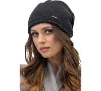 Vivisence Bonnet femme Bonnet d'hiver Bonnet en laine chaude Bonnet classique automne-hiver Douillet avec doublure intérieure Perfect Fit Extra Comfort Modèle 7087, Black Melange, Taille unique