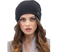 Vivisence Bonnet femme Bonnet d'hiver Bonnet en laine chaude Bonnet classique automne-hiver Douillet et parfaitement ajusté Trois plis au dos Doublure intérieure Extra Confort Modèle, noir