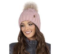 VIVISENCE Bonnet Femme d'hiver Automne en Tricot Doux Doublé Polaire avec Pompon en Fausse Fourrure Antistatique Chaud Et Ajustable Parfait pour Les Jours Froids 7014, Rose Clair,Taille Unique