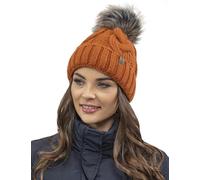 VIVISENCE Bonnet Femme d'hiver Automne en Tricot Doux Doublé Polaire avec Pompon en Fausse Fourrure Antistatique Chaud Et Ajustable Parfait pour Les Jours Froids 7014, Orange,Taille Unique