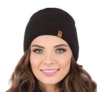 Vivisence Bonnet Femme Hiver Automne Chaud Élégant Et Confortable En Tricot Doux Avec Doublure Anti Statique Taille Unique Pour L'hiver Ski Randonnée Et Activités Quotidiennes 7017, Noir,Taille Unique