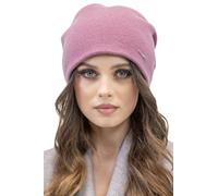 VIVISENCE Bonnet pour Femme L'automne Et l'hiver Classique Ajusté en Laine avec Trois Plis À L'arrière pour Un Ajustement Parfait Plaque Doublure Isolante Intérieure pour 7085, Rose,Taille Unique