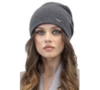 VIVISENCE Bonnet pour Femme L'automne Et l'hiver Classique Ajusté en Laine avec Trois Plis À L'arrière pour Un Ajustement Parfait Plaque Doublure Isolante Intérieure pour, Gris Foncé,Taille Unique
