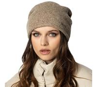 VIVISENCE Bonnet pour Femme L'automne Et l'hiver Classique en Laine Chaude Ajusté avec Deux Plis À L'arrière pour Un Confort Optimal Doublure Isolante Plaque Décorative, Beige Mélange,Taille Unique