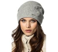 Vivisence Bonnet Pour Femme L'automne Et L'hiver Élégant Ajusté Avec Trois Plis En Laine Chaude Et Doublure Isolante Décoré De Pompons En Fourrure Et Zircons Haute Qualité Et, Gris Clair,Taille Unique