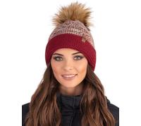 Vivisence Bonnet Pour Femmes L'automne Et L'hiver À Pompon En Laine Et Acrylique Doublé De Polaire Confortable Adapté À Toutes Les Têtes Idéal Pour L'hiver Protection Contre Le, Bordeaux,Taille Unique