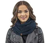VIVISENCE Cache Cou Femme Hiver Automne Élégant Et Confortable Pour Froid Fabriqué En Acrylique Tricoté Doux Avec Taille Ajustable Idéal Pour Les Activités Extérieures 7017S, Bleu Foncé,Taille Unique