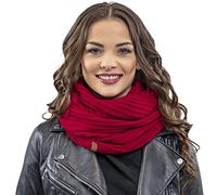 VIVISENCE Cache Cou Femme Hiver Automne Élégant Et Confortable Pour Froid Fabriqué En Acrylique Tricoté Doux Avec Taille Ajustable Idéal Pour Les Activités Extérieures 7017S, Rouge,Taille Unique