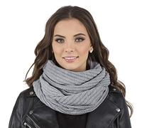 VIVISENCE Cache Cou Femme Hiver Automne Élégant Et Confortable Pour Froid Fabriqué En Acrylique Tricoté Doux Avec Taille Ajustable Idéal Pour Les Activités Extérieures 7017S, Gris Clair,Taille Unique