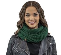 VIVISENCE Cache Cou Femme Hiver Automne Élégant Et Confortable Pour Froid Fabriqué En Acrylique Tricoté Doux Avec Taille Ajustable Idéal Pour Les Activités Extérieures 7017S, Vert,Taille Unique