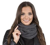 VIVISENCE Cache Cou Femme Hiver Automne Élégant Et Confortable Pour Froid Fabriqué En Acrylique Tricoté Doux Avec Taille Ajustable Idéal Pour Les Activités Extérieures 7017S, Gris Foncé,Taille Unique