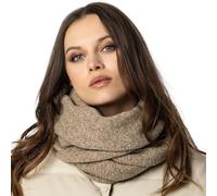 VIVISENCE Cache-Cou Pour Femme L'automne Et L'hiver Classique En Laine Douce Et Chaude Avec Plaque Décorative Idéal Pour Les Froides Journées 7108, Beige Mélange,Taille Unique