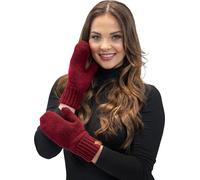 Vivisence Dame Gants à deux doigts Hiver Chaud Gants d'hiver Accecoires 7015R, Vin rouge,Taille unique