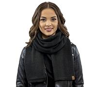 VIVISENCE Écharpe Femme Automne Et Hiver Classique Élégante En Acrylique De Haute Qualité Idéale Pour Les Froids Jours D'hiver 7041S, Noir,Taille Unique