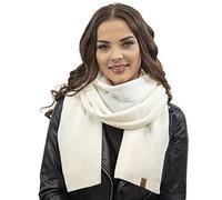 VIVISENCE Écharpe Femme Automne Et Hiver Classique Et Élégante En Acrylique Taille 174X40 Cm Idéale Pour L'hiver Douce Confortable Et Facile À Entretenir Accessoire Mode 7042S, Ecru,Taille Unique