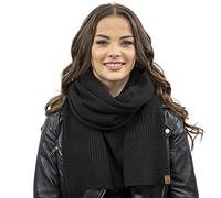 VIVISENCE Écharpe Femme Automne Et Hiver Classique Et Élégante En Acrylique Taille 174X40 Cm Idéale Pour L'hiver Douce Confortable Et Facile À Entretenir Accessoire Mode 7042S, Noir,Taille Unique