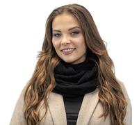 VIVISENCE Écharpe Tube Pour Femme L'automne Et L'hiver Élégante Fabriquée En Acrylique Et Polyamide Confortable Et Chaude Pour Les Froids Jours Accessoire Indispensable Mode 7019S, Noir,Taille Unique