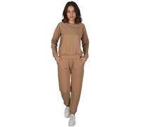 VIVISENCE Ensemble De Survêtement Femme Avec Sweat Col Rond Et Pantalon Bord Côtes Tissu Doux Coton Coupe Décontractée Avec Poches Idéal Pour Maison Sport Quotidien Détente 9204Kmpl
