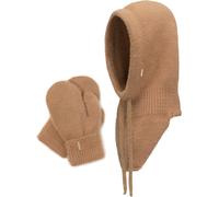 Vivisence Ensemble d'hiver pour femmes Echarpe Bonnet et gants chauds avec doublure polaire en fil doux et chaud Idéal pour les jours d'hiver froids, couleur caramel, taille unique
