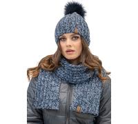 Vivisence Ensemble d'hiver tendance pour femmes composé d'un bonnet doux et d'une longue écharpe en fil bicolore avec doublure antistatique pour une protection optimale contre le froid Idéal pour, ble